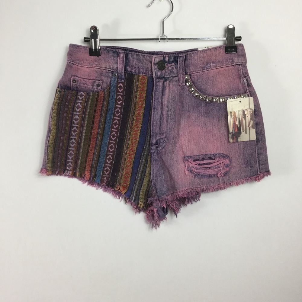 BDG tribal print high-rise Studded‎ Jean Shorts